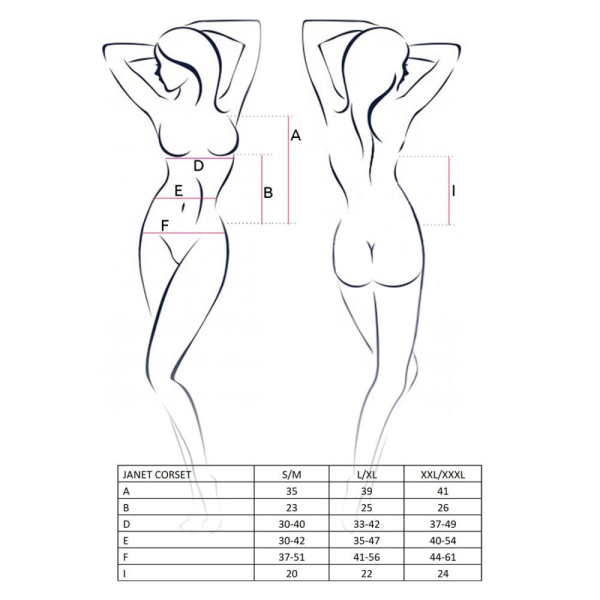 Корсет с пажами Passion JANET CORSET S/M, white, трусики, полупрозрачный