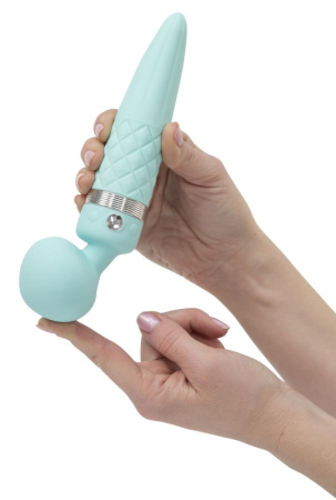 Вибромассажер 2в1 PILLOW TALK - Sultry Teal, классический массажер и вибратор с ротацией, подогрев || Вібромасажер 2в1 PILLOW TALK - Sultry Teal, класичний масажер і вібратор з ротацією, підігрів || Massager PILLOW TALK - Sultry Teal