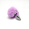 Металлическая анальная пробка Кроличий хвостик Alive Fluffy Twist Plug S Purple, диаметр 2,9 см || Металева анальна пробка Кролячий хвостик Alive Fluffy Twist Plug S Purple, діаметр 2,9 см || 