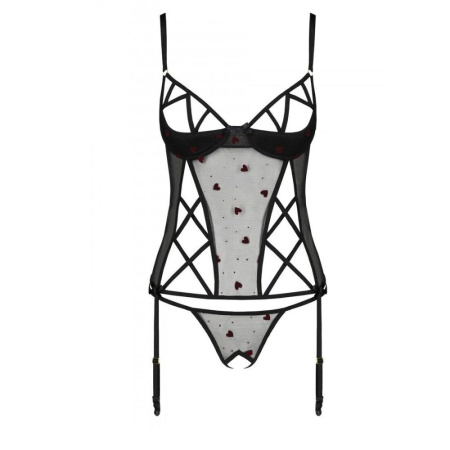 Корсет с подвязками, стринги Passion LOVELIA CORSET L/XL, black || Корсет з підв'язками, стрінги Passion LOVELIA CORSET L/XL, black || LOVELIA CORSET black L/XL - Passion
