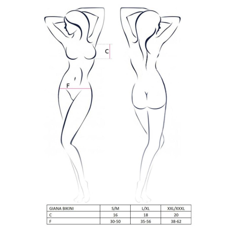 Комплект белья Passion GIANA BIKINI S/M, white, полупрозрачные лиф и трусики с бантиками || Комплект білизни Passion GIANA BIKINI S/M, white, напівпрозорі ліф і трусики з бантиками || Set lingerie GIANA BIKINI white S/M - Passion: translucent bodice and panties with bows