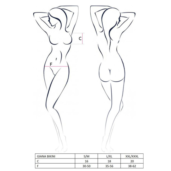 Комплект белья Passion GIANA BIKINI S/M, white, полупрозрачные лиф и трусики с бантиками