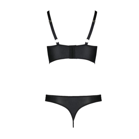 Комплект из экокожи Passion MALWIA BIKINI 4XL/5XL black, с люверсами и ремешками, бра, трусики || Комплект з екошкіри Passion MALWIA BIKINI 4XL/5XL black, з люверсами та ремінцями, бра, трусики || PASSION MALWIA Bikini 4xl/5xl Black Eco -Care