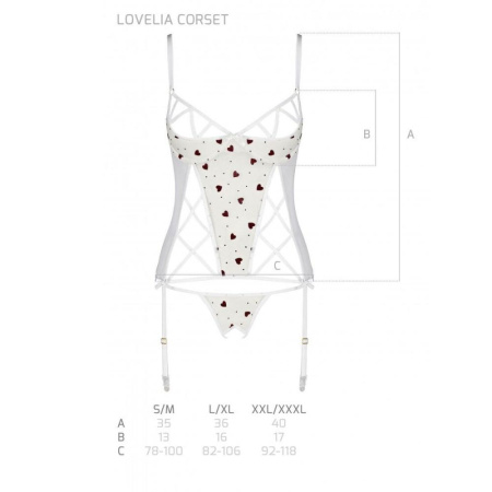 Корсет с подвязками, стринги Passion LOVELIA CORSET XXL/XXXL, white || Корсет з підв'язками, стрінги Passion LOVELIA CORSET XXL/XXXL, white || LOVELIA CORSET white XXL/XXXL - Passion