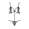 Комплект белья Passion Exclusive QUENTRIS BIKINI S/M, black, стринги и полуоткрытый лиф || Комплект білизни Passion Exclusive QUENTRIS BIKINI S/M, black, стрінги і напіввідкритий ліф || Set lingerie QUENTRIS BIKINI black S/M - Passion Exclusive, thong and semi-open bodice