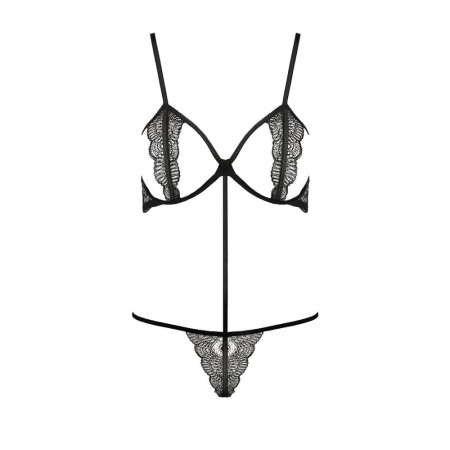 Комплект белья Passion Exclusive QUENTRIS BIKINI S/M, black, стринги и полуоткрытый лиф || Комплект білизни Passion Exclusive QUENTRIS BIKINI S/M, black, стрінги і напіввідкритий ліф || Set lingerie QUENTRIS BIKINI black S/M - Passion Exclusive, thong and semi-open bodice