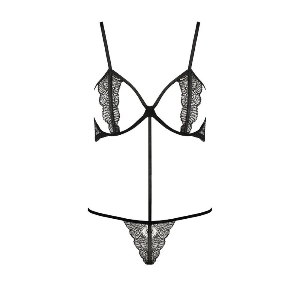 Комплект белья Passion Exclusive QUENTRIS BIKINI S/M, black, стринги и полуоткрытый лиф
