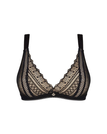 Мереживний бюстгальтер із трикутною чашкою Obsessive Estiqua bra XS/S, чорний, широкі лямки