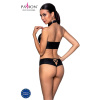 Комплект из эко-кожи Passion NANCY BIKINI S/M, black, бра и трусики с имитацией шнуровки || Комплект з еко-шкіри Passion NANCY BIKINI S/M, black, бра та трусики з імітацією шнурівки || Set from eco-leather Nancy Bikini black S/M - Passion, 5xl and panties with imitation lacing