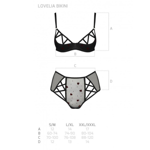 Эротический комплект с рисунком Passion LOVELIA BIKINI L/XL, black