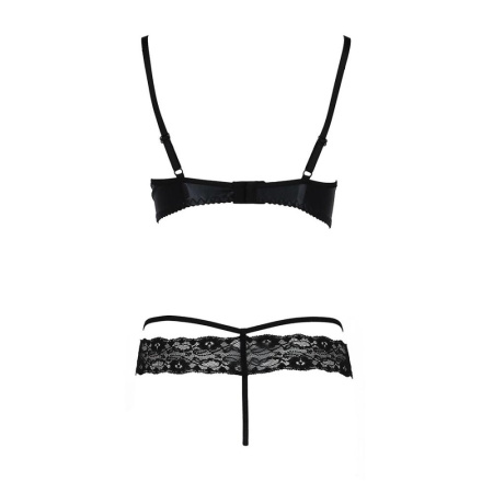 Комплект белья Passion Exclusive NORTH SET XXL/XXXL, black, лиф и трусики с элементами под латекс || Комплект білизни Passion Exclusive NORTH SET XXL/XXXL, black, ліф і трусики з елементами під латекс || Set lingerie NORTH SET black XXL/XXXL - Passion Exclusive: bodice and panties with elements under latex