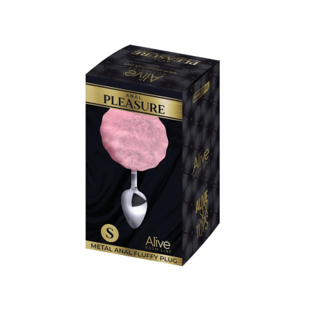 Металлическая анальная пробка Кроличий хвостик Alive Fluffy Plug S Pink, диаметр 2,8 см || Металева анальна пробка Кролячий хвостик Alive Fluffy Plug S Pink, діаметр 2,8 см || 