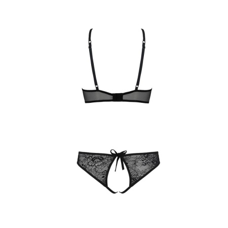 Комплект: бра, трусики с ажурным декором и открытым шагом Passion URSULA SET L/XL, black || Комплект: бра, трусики з ажурним декором та відкритим кроком Passion URSULA SET L/XL, black || Set: 5xl, panties with weave decor and fights shagom Ursula Set black L/XL — Passion