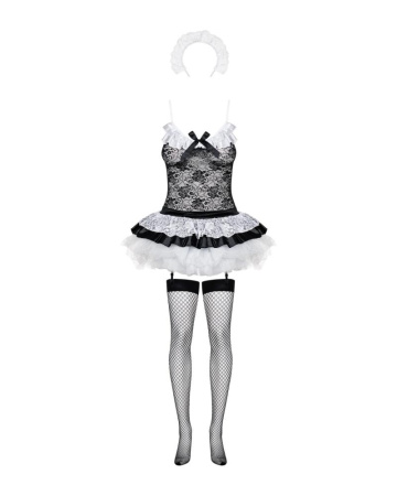 Эротический костюм горничной с юбкой Obsessive Housemaid 5 pcs costume S/M, black, топ, юбка, стринги, повязка на голову, чулки || Еротичний костюм покоївки зі спідницею Obsessive Housemaid 5 pcs costume S/M, black, топ, спідниця, стринги, пов'язка на голову, п || Black suit maid Housemaid Obsessive S/M