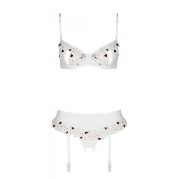 Сексуальный комплект с поясом для чулок Passion LOVELIA SET XXL/XXXL, white