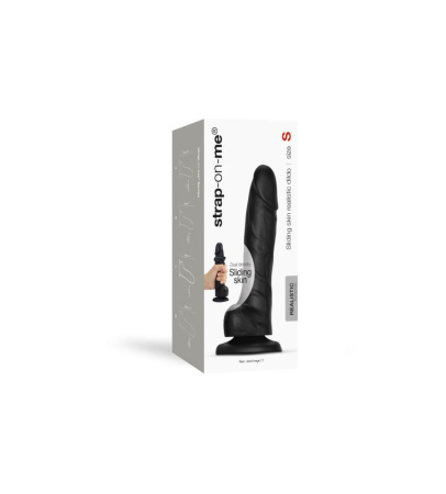 Реалистичный фаллоимитатор Strap-On-Me Sliding Skin Realistic Dildo Black S, эффект подвижной кожи || Реалістичний фалоімітатор Strap-On-Me Sliding Skin Realistic Dildo Black S, ефект рухливої шкіри || 