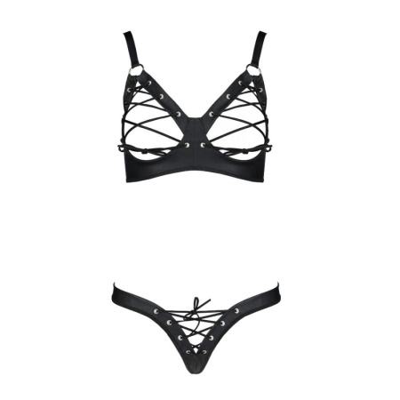 Комплект из экокожи Passion CELINE BIKINI 6XL/7XL black, открытый бра, стринги со шнуровкой || Комплект з екошкіри Passion CELINE BIKINI 6XL/7XL black, відкритий бра, стрінги зі шнурівкою || PASSION CELINE CELINE CELINE CELINE CELINE CELINE CELINE CELINE CELINE CELINII