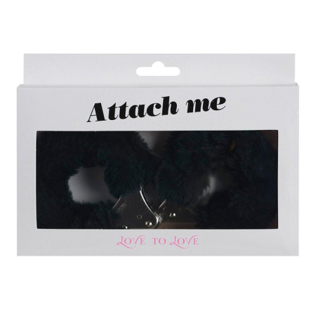 Наручники с плюшевой отделкой Love To Love ATTACH ME Black || Наручники з плюшевим оздобленням Love To Love ATTACH ME Black || Black Handcuffs with Plush Finish Love To Love Attach Me