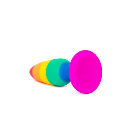 Силиконовая анальная пробка Wooomy Hiperloo Silicone Rainbow Plug M, диаметр 2,9 см, длина 11 см || Силіконова анальна пробка Wooomy Hiperloo Silicone Rainbow Plug M, діаметр 2,9 см, довжина 11 см || 