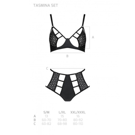 Распродажа!!! Комплект из эко-кожи Passion Tamaris Set black XXL/XXXL, бюстгальтер и трусики || Розпродаж!!! Комплект з екошкіри Passion Tamaris Set black XXL/XXXL, бюстгальтер та трусики || Set from eco-leather: bra and panties with perforated Tamaris Set black XXL/XXXL — Passion