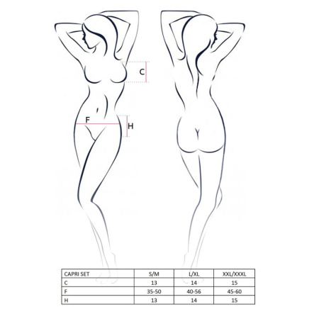 Комплект белья под латекс Passion CAPRI SET L/XL, black, мини-бикини, стринги, пояс для чулок || Комплект білизни під латекс Passion CAPRI SET L/XL, black, міні-бікіні, стрінги, пояс для панчіх || Set lingerie under latex CAPRI SET black L/XL - Passion: micro bikini, thong, belt for stockings