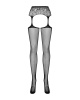 Сетчатые чулки-стокинги с кружевным поясом Obsessive Garter stockings S307 XL/XXL, черные || Сітчасті панчохи-стокінги з мереживним поясом Obsessive Garter stockings S307 XL/XXL, чорні || Mesh chulki-stokingi with bodice belt Obsessive Garter stockings S307 XL/XXL, black, imitation