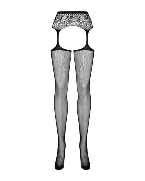 Сетчатые чулки-стокинги с кружевным поясом Obsessive Garter stockings S307 XL/XXL, черные
