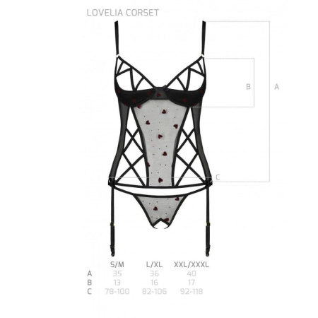 Корсет с подвязками, стринги Passion LOVELIA CORSET L/XL, black || Корсет з підв'язками, стрінги Passion LOVELIA CORSET L/XL, black || LOVELIA CORSET black L/XL - Passion