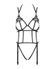 Боди из стреп с доступом Obsessive Badossa crotchless teddy L/XL, черный || Боді зі стреп із доступом Obsessive Badossa crotchless teddy L/XL, чорний || Bodysuit from body-mesh with access Obsessive Badossa crotchless teddy L/XL, black