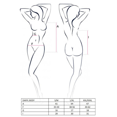Боди с очень глубоким декольте Passion DARYL BODY L/XL, black || Боді з дуже глибоким декольте Passion DARYL BODY L/XL, black || Bodysuit with very deep neckline DARYL BODY black L/XL - Passion