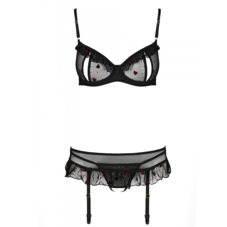 Сексуальный комплект с поясом для чулок Passion LOVELIA SET XXL/XXXL, black || Сексуальний комплект з поясом для панчіх Passion LOVELIA SET XXL/XXXL, black || LOVELIA SET black XXL/XXXL - Passion