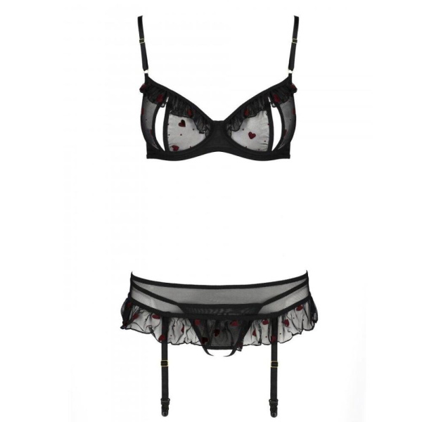 Сексуальный комплект с поясом для чулок Passion LOVELIA SET XXL/XXXL, black