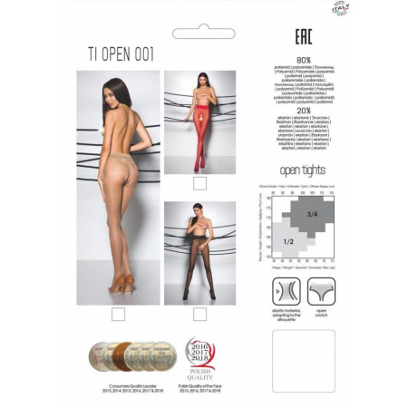 Эротические колготки Passion TIOPEN 001 3/4 (20 den), nero, с вырезом и кружевом на поясе || Еротичні колготки Passion TIOPEN 001 3/4 (20 den), nero, з вирізом і мереживом на поясі || Erotic tights TIOPEN 001 nero 3/4 (20 den) - Passion, with cut and lace on belt