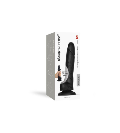 Реалистичный фаллоимитатор Strap-On-Me Sliding Skin Realistic Dildo Black M, эффект подвижной кожи || Реалістичний фалоімітатор Strap-On-Me Sliding Realistic Skin Dildo Black M, ефект рухливої шкіри || 