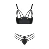 Комплект из экокожи Passion MALWIA BIKINI 4XL/5XL black, с люверсами и ремешками, бра, трусики || Комплект з екошкіри Passion MALWIA BIKINI 4XL/5XL black, з люверсами та ремінцями, бра, трусики || PASSION MALWIA Bikini 4xl/5xl Black Eco -Care