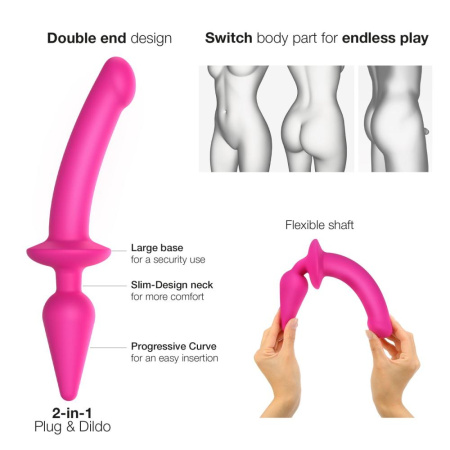 Анальная пробка с дилдо 2в1 Strap-On-Me SWITCH PLUG-IN DILDO Fuchsia L, диаметр 4,5/3,4 см || Анальна пробка з дилдо 2в1 Strap-On-Me SWITCH PLUG-IN DILDO Fuchsia L, діаметр 4,5/3,4 см || 