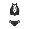 Комплект из эко-кожи Passion NANCY BIKINI S/M, black, бра и трусики с имитацией шнуровки || Комплект з еко-шкіри Passion NANCY BIKINI S/M, black, бра та трусики з імітацією шнурівки || Set from eco-leather Nancy Bikini black S/M - Passion, 5xl and panties with imitation lacing
