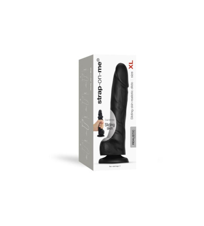 Реалистичный фаллоимитатор Strap-On-Me Sliding Skin Realistic Dildo Black XL, эффект подвижной кожи || Реалістичний фалоімітатор Strap-On-Me Sliding Skin Realistic Dildo Black XL, ефект рухливої шкіри || 