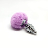 Металлическая анальная пробка Кроличий хвостик Alive Fluffy Twist Plug L Purple, диаметр 3,8 см || Металева анальна пробка Кролячий хвостик Alive Fluffy Twist Plug L Purple, діаметр 3,8 см || 