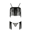 Комплект белья Passion Exclusive KASSANDRA SET OpenBra L/XL, black, лиф из бахромы, трусики-юбка || Комплект білизни Passion Exclusive KASSANDRA SET OpenBra L/XL black, ліф з бахроми, трусики-спідниця || Set lingerie KASSANDRA SET OpenBra black L/XL - Passion Exclusive: bodice from develops, skirt panties