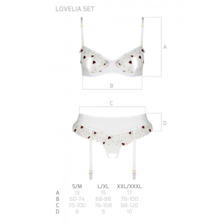 Сексуальный комплект с поясом для чулок Passion LOVELIA SET XXL/XXXL, white || Сексуальний комплект з поясом для панчіх Passion LOVELIA SET XXL/XXXL, white || LOVELIA SET white XXL/XXXL - Passion