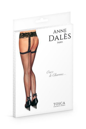 Чулки с поясом Anne De Ales TOSCA T3 Black, средняя сеточка, сзади стрелки, кружевной пояс || Панчохи з поясом Anne De Ales TOSCA T3 Black, середня сіточка, ззаду стрілки, мереживний пояс || Stockings with belt Anne De Ales TOSCA T3 Black, of mesh, back arrows, lace belt