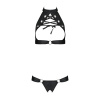 Комплект из экокожи Passion MALWIA SET with Open Bra 6XL/7XL black, топ и трусики с люверсами || Комплект із екошкіри Passion MALWIA SET with Open Bra 6XL/7XL black, топ та трусики з люверсами || PASSION MALWIA SET WITH OPEN BRA 6XL/7Xl Black Eco -Set with Passion Malwia Set With