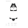 Комплект открытый топ и трусики из эко-кожи с люверсами Passion MALWIA SET Open Bra XXL/XXXL black || Комплект відкритий топ та трусики з екошкіри з люверсами Passion MALWIA SET OpenBra XXL/XXXL, black || Set: open top and panties from eco-leather with eco Malwia Set with Open Bra black XXL/XXXL