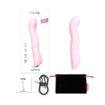 Вибратор Love To Love SWAP - BABY PINK, с пульсирующей жемчужиной для точки G, 3 мотора, гнется || Вібратор Love To Love SWAP - BABY PINK, з пульсівною перлиною для точки G, 3 мотори, гнеться || Vibrator Love To Love SWAP - BABY PINK, with pulsating pearl for G-spot, 3 motors, bends
