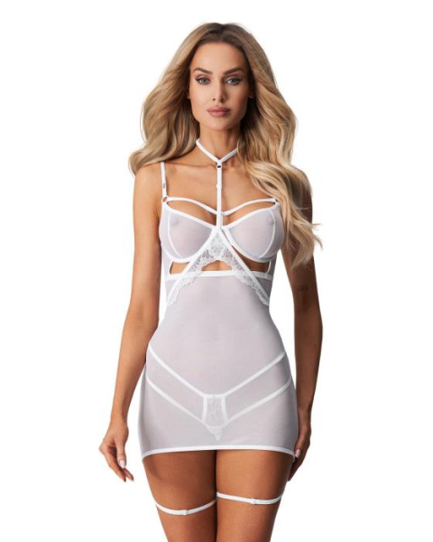 Бэби-долл Obsessive Arrowel White с декоративным чокером и гартерами
