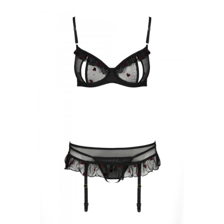 Сексуальный комплект с поясом для чулок Passion LOVELIA SET S/M, black || Сексуальний комплект з поясом для панчіх Passion LOVELIA SET S/M, black || LOVELIA SET black S/M - Passion
