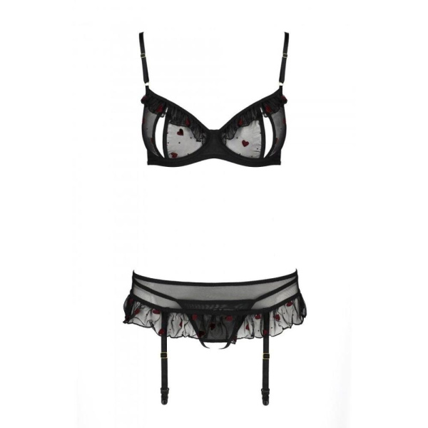 Сексуальный комплект с поясом для чулок Passion LOVELIA SET S/M, black