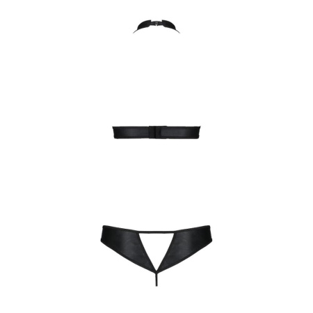 Комплект из экокожи Passion MALWIA SET with Open Bra 6XL/7XL black, топ и трусики с люверсами || Комплект із екошкіри Passion MALWIA SET with Open Bra 6XL/7XL black, топ та трусики з люверсами || PASSION MALWIA SET WITH OPEN BRA 6XL/7Xl Black Eco -Set with Passion Malwia Set With