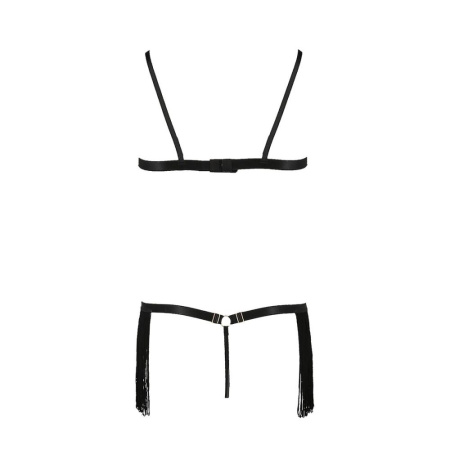 Комплект белья Passion Exclusive KASSANDRA SET OpenBra L/XL, black, лиф из бахромы, трусики-юбка || Комплект білизни Passion Exclusive KASSANDRA SET OpenBra L/XL black, ліф з бахроми, трусики-спідниця || Set lingerie KASSANDRA SET OpenBra black L/XL - Passion Exclusive: bodice from develops, skirt panties